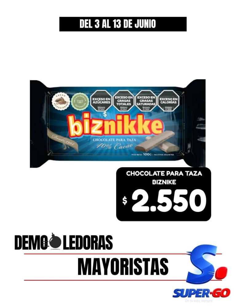CHOCOLATE BIZNIKKE 40% CACAO TAZA X 100G.