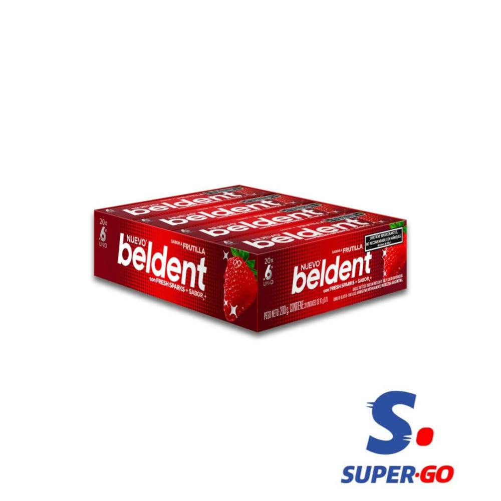 CHICLE BELDENT Q! FRUTILLA 20 X 10.G.