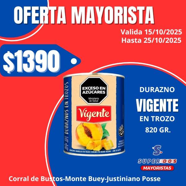 DURAZNOS VIGENTE EN TROZOS X 820G.