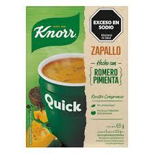SOPA KNORR QUICK ZAPALLO ROM/PIM. X 65G. 5 SOB.